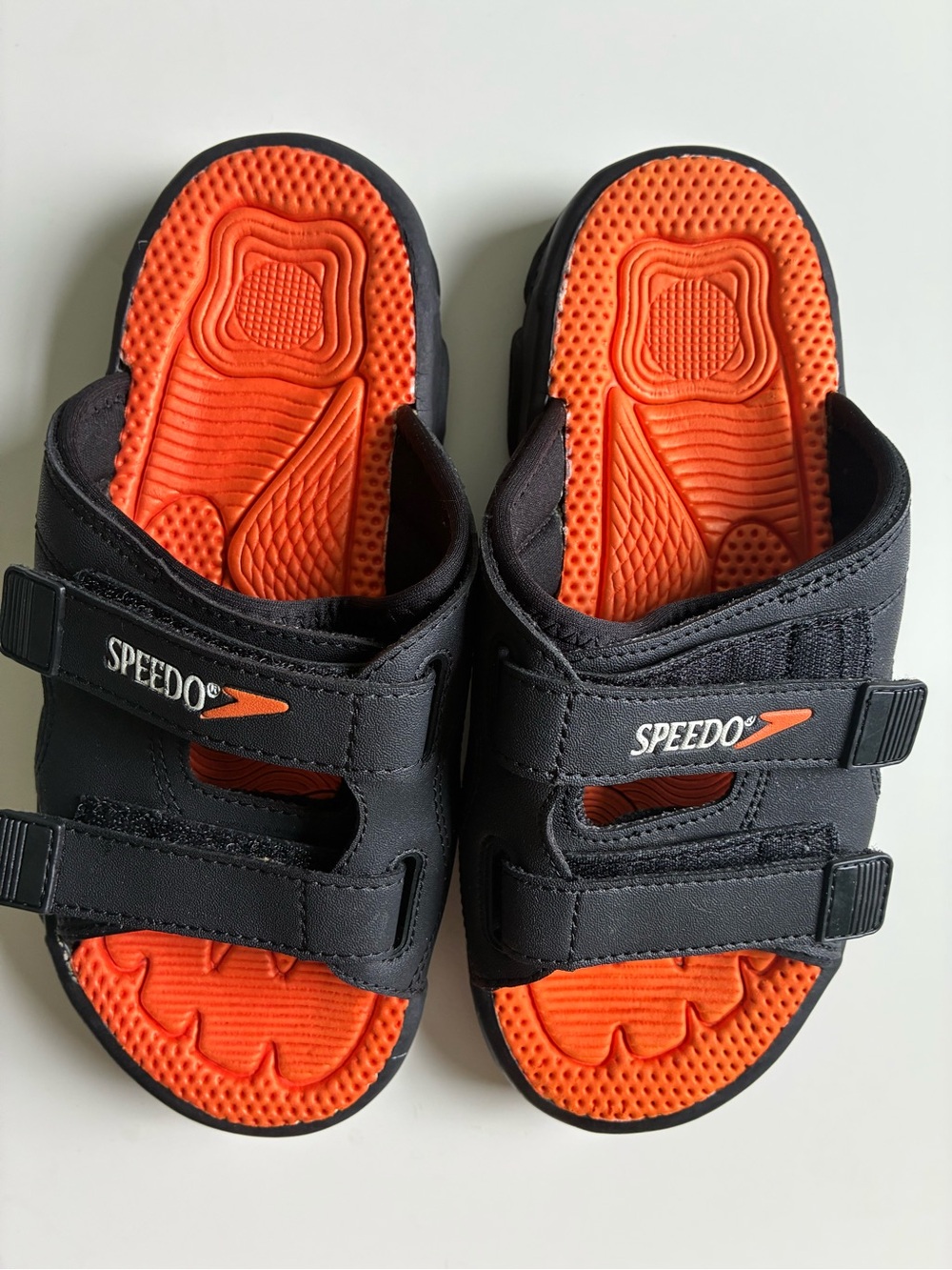 Speedo Kids Black & Orange Adjustable Slide Sandals